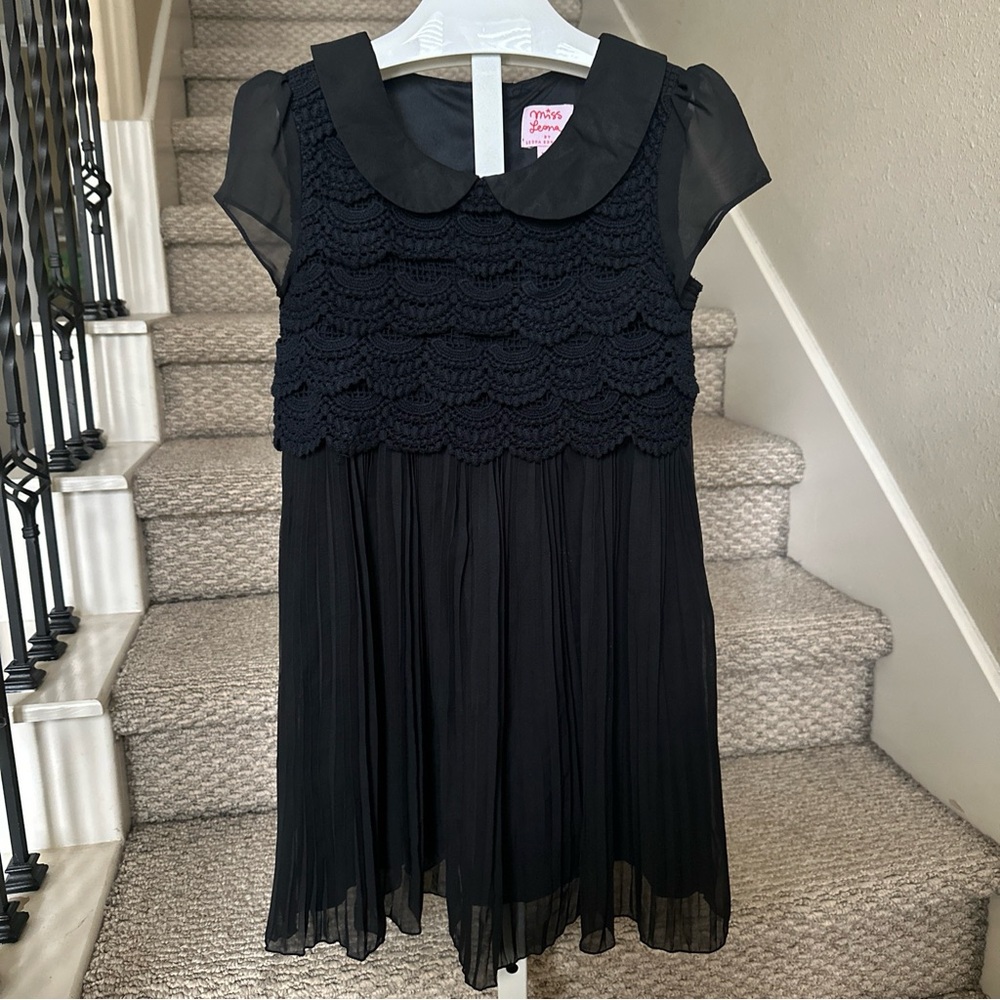 Miss Leona Edmiston Girls Black Pleated Tulle Dress Size 10Y